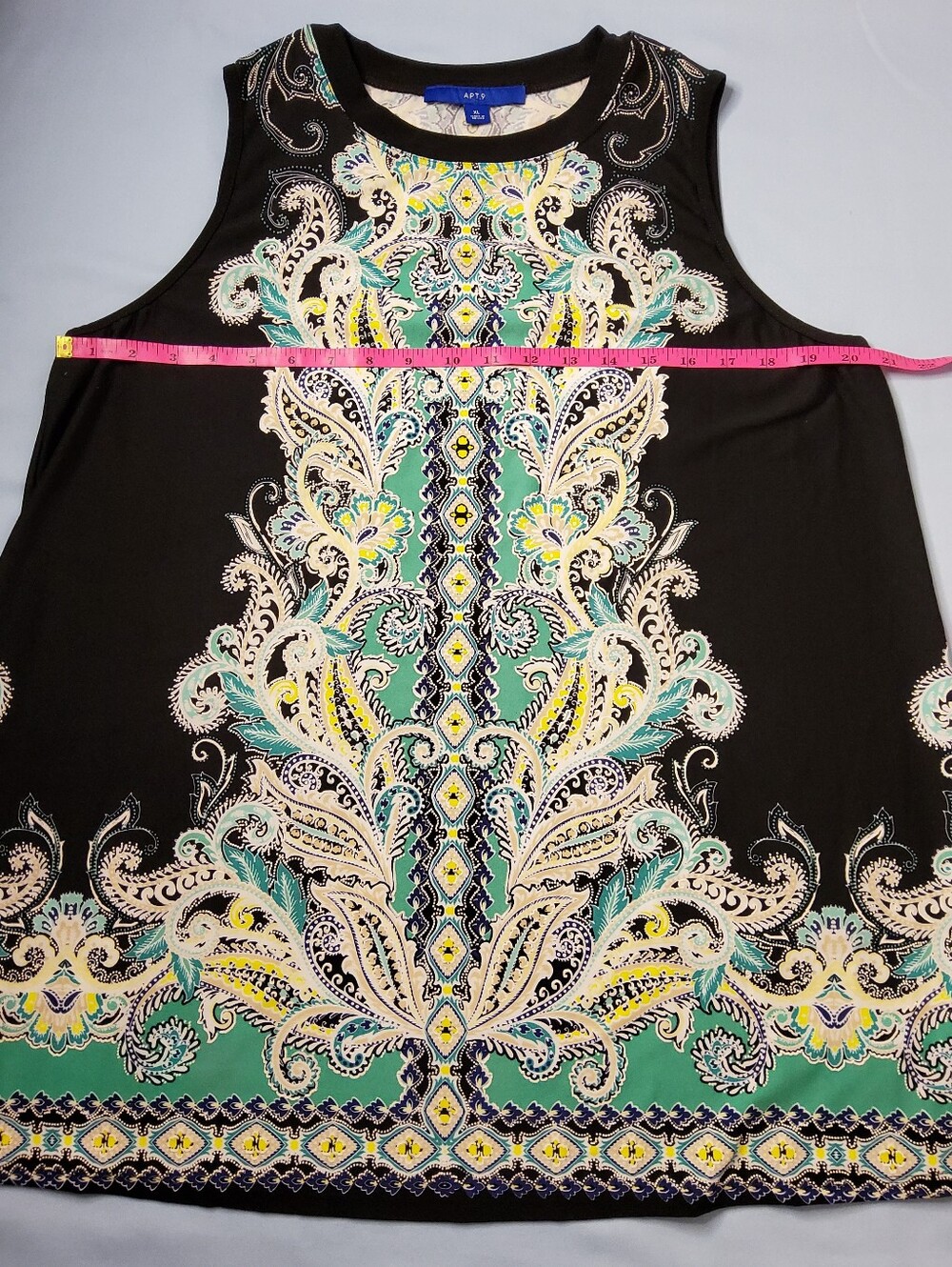 Apt. 9 Black and Green Paisley Top - Picture 4 of 7
